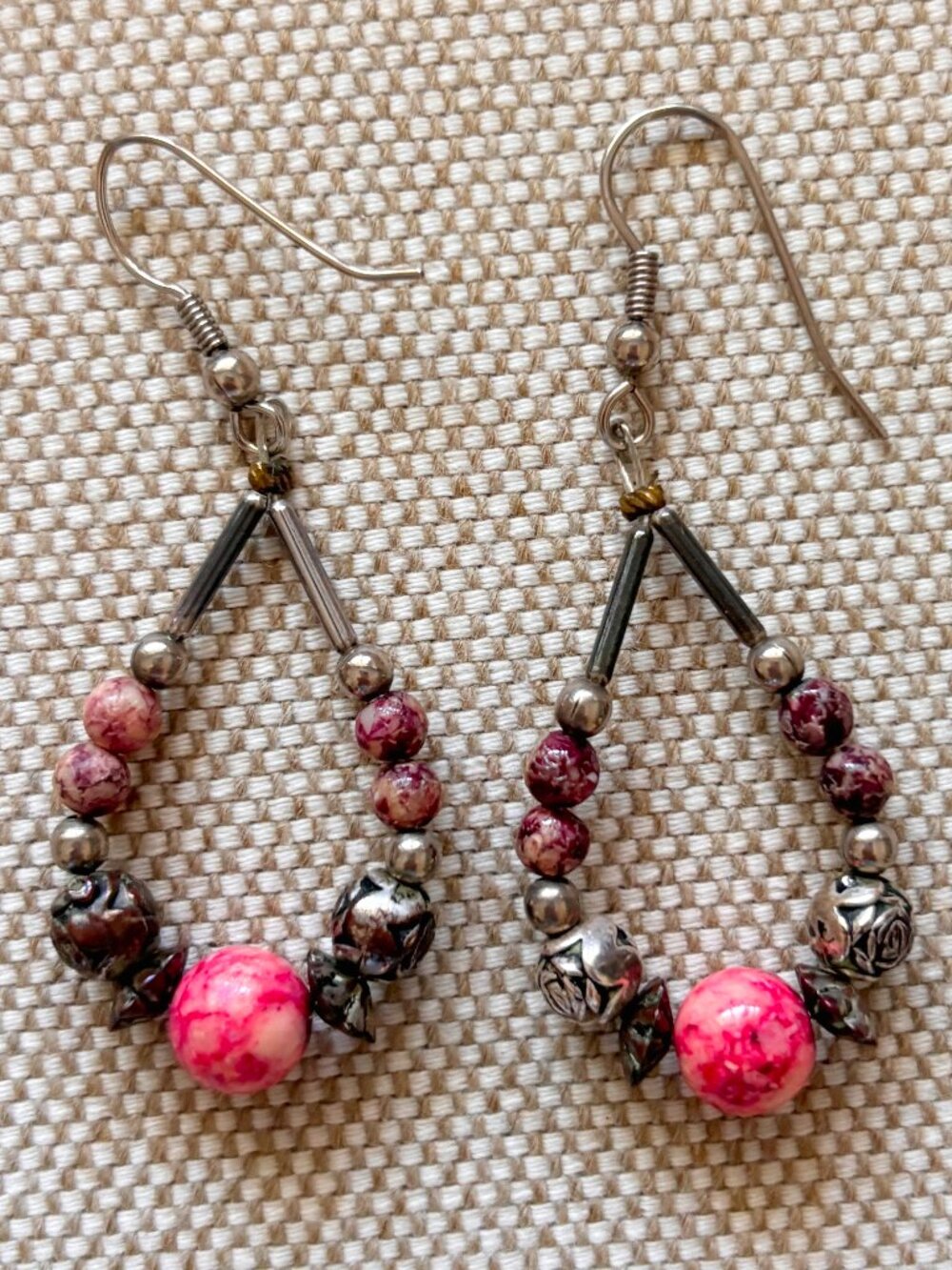 Handcrafted Purple Beaded Earrings